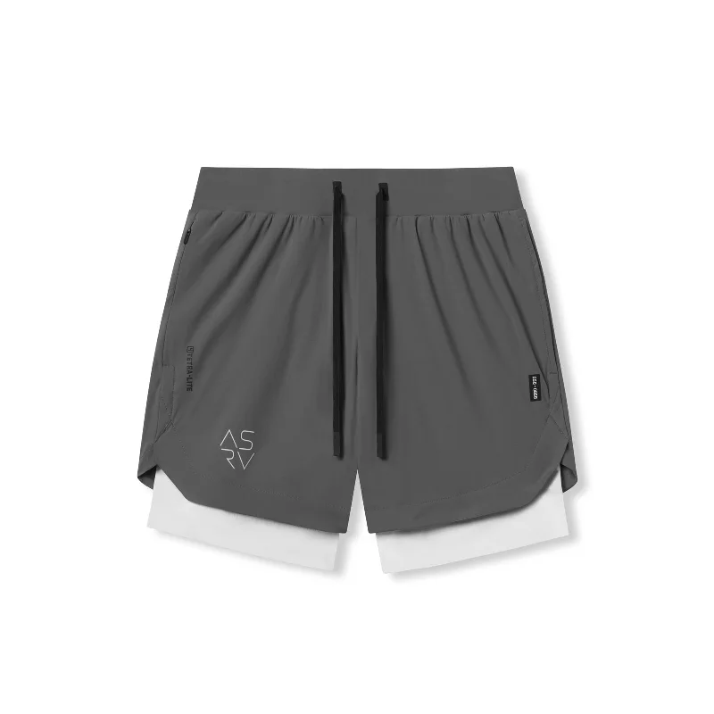 Custom Shorts for Road Trips Comfort-0866. Tetra-Lite® 7" Liner Short - Space Grey "Cyber"/White