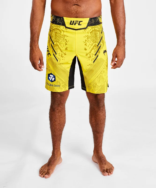 Custom Shorts with Tropical Patterns-UFC Adrenaline by Venum Authentic Fight Night Men's Fight Short - Long Fit - Yellow