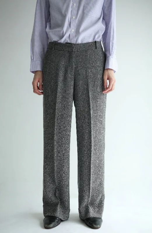 Custom Comfort Fit Pants-90's TWEED WOOL FLARE TROUSERS