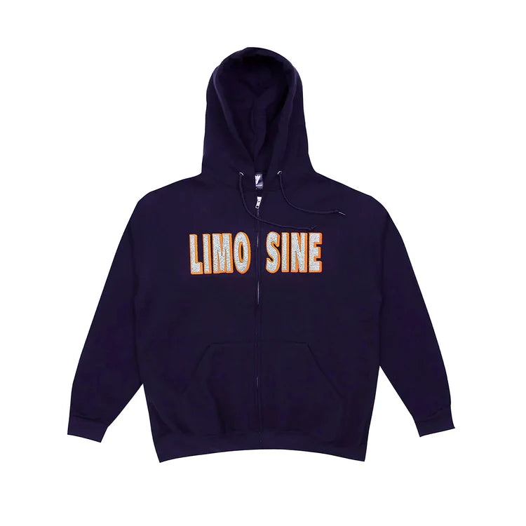 Custom Hoodies with Pop Culture References-LIMOSINE SKATEBOARDS SPARKLE ZIP HOODIE NAVY