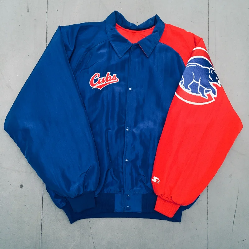 Custom Lightweight Windproof Jackets-Chicago Cubs: 1990's Diamond Collection Coach's Dugout Starter Bomber Jacket (XL)