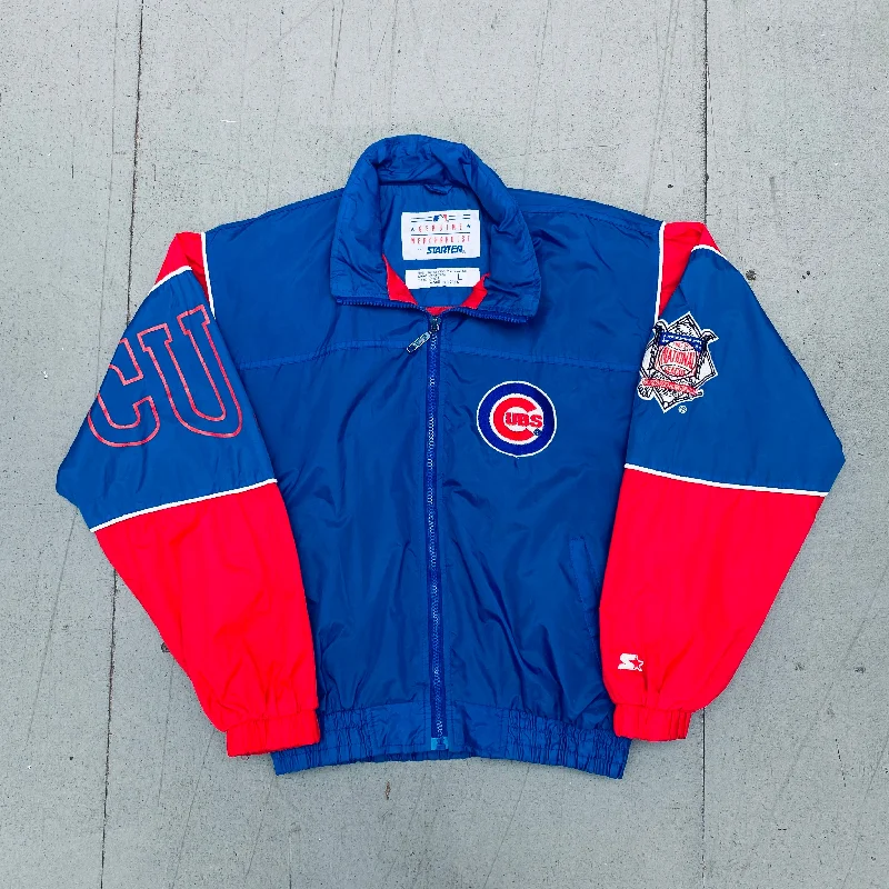 Custom Event Jackets-Chicago Cubs: 1990's Fullzip Starter Windbreaker w/ Hood (S)