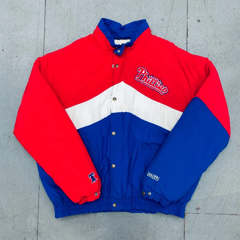 Custom Windbreaker Jackets-Philadelphia Phillies: 1990's DeLong Fullzip Jacket (XL)