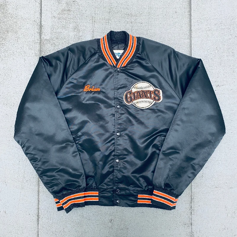 Custom Windproof Jackets-San Francisco Giants: 1990's Chalk Line Satin Bomber Jacket (L)