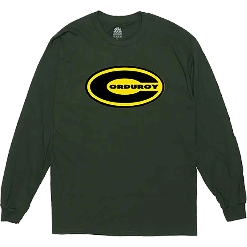 Custom Hoodies for Sports Enthusiasts-Corduroy Oval Long Sleeve Tee Green