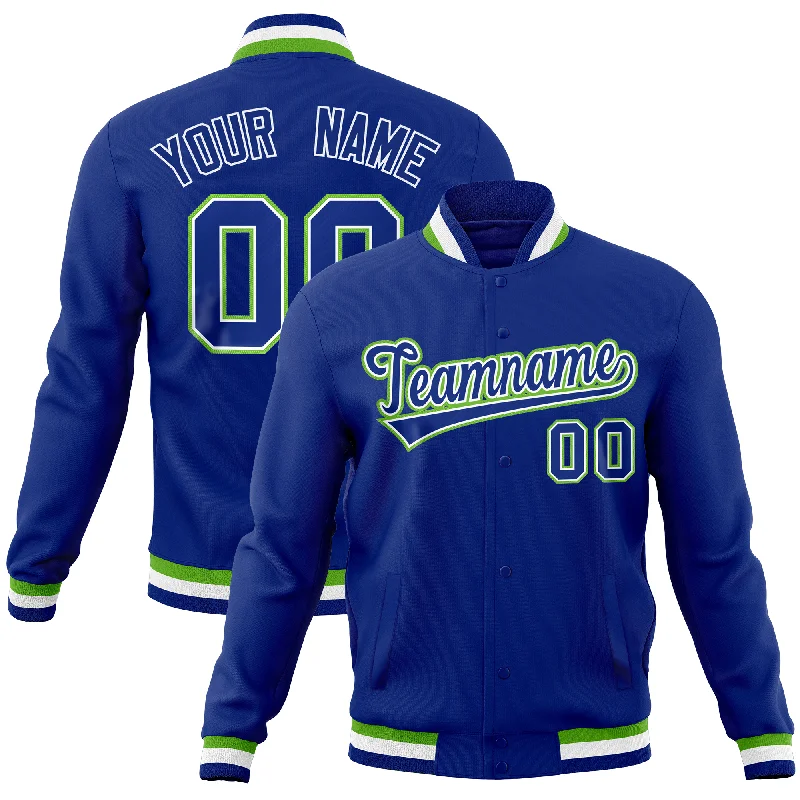 Custom Zip-Up Jackets-Custom Royal Classic Style Varsity Full-Snap Letterman Baseball Jersey