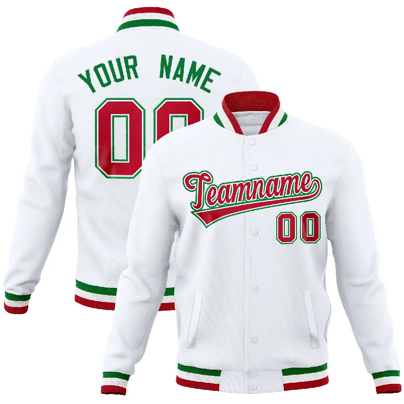 Custom Custom-Logo Jackets-Custom White Classic Style Varsity Full-Snap Letterman Baseball Jersey