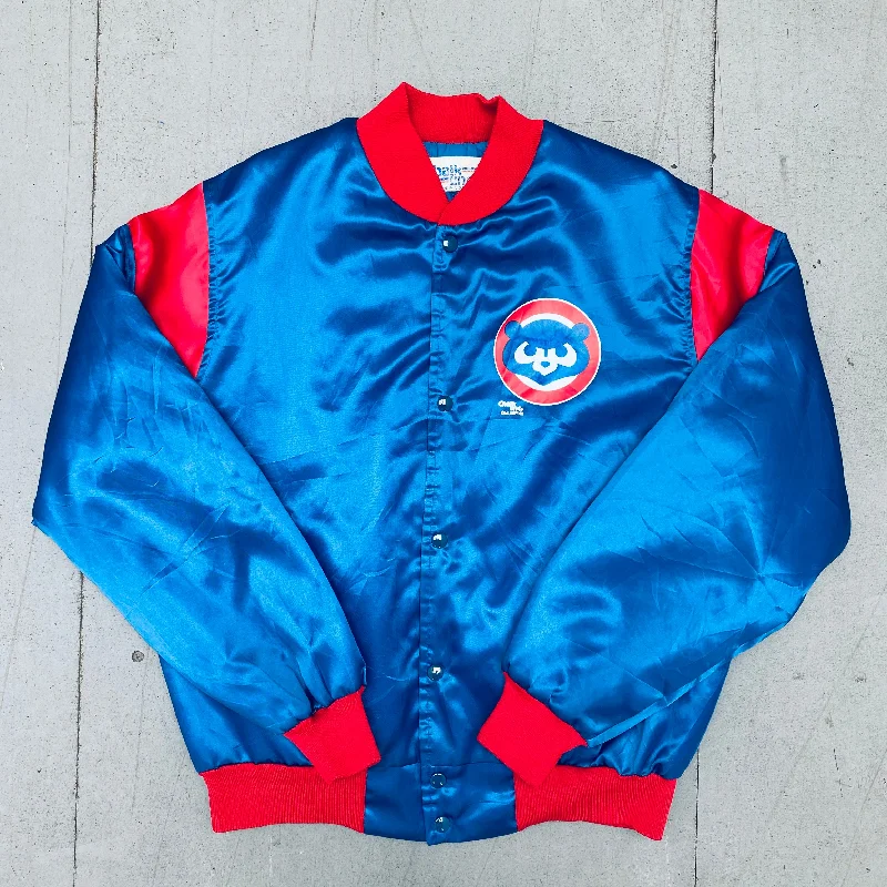 Custom Team Spirit Jackets-Chicago Cubs: 1992 Chalk Line Satin Bomber Jacket (M)