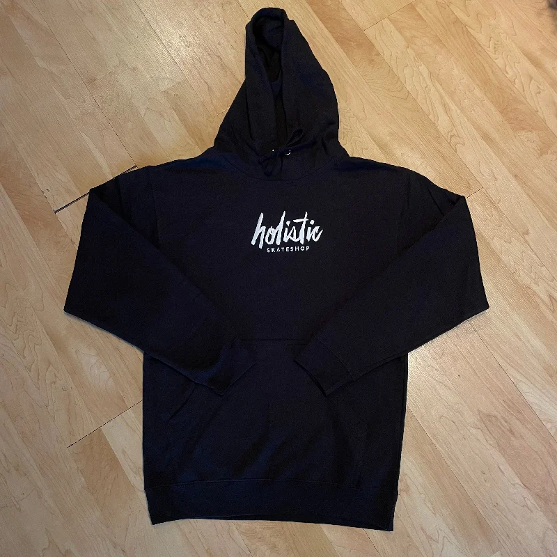 Custom Hoodies for Family Reunions-Holistic Skateshop Embroidered Logo Hoodie - Black