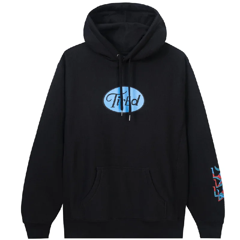 Custom Hoodies with Music-Inspired Prints-TIRED CRAWL PULLOVER HOOD // BLACK