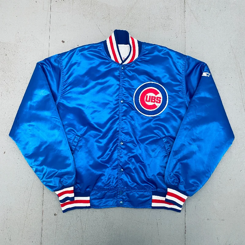 Custom Jackets with Adjustable Features-Chicago Cubs: 1980's Satin Diamond Collection Starter Bomber Jacket (XXL)