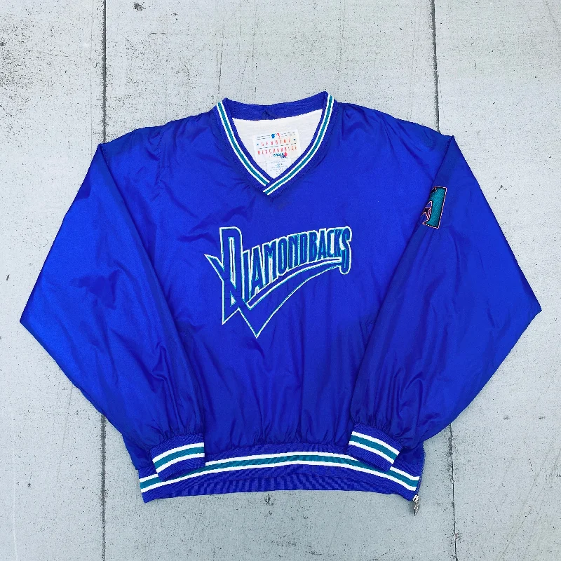 Custom Military Jackets-Arizona Diamondbacks: 1990's Chalk Line Embroidered Spellout Dugout Jacket (L)