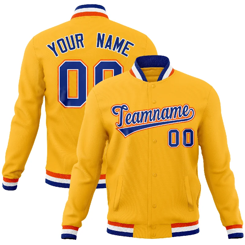 Custom Button-Up Jackets-Custom Gold Classic Style Varsity Full-Snap Letterman Baseball Jersey