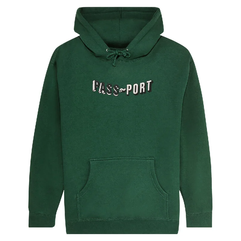 Custom Hoodies with Bold Prints-PASS~PORT SKATEBOARDS SUNKEN LOGO EMBRODIERY HOODIE FOREST GREEN