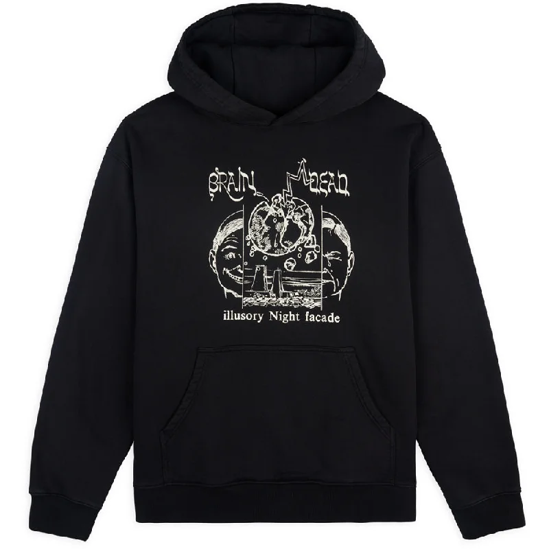 Custom Warm Hoodies-BRAIN DEAD NIGHT FACADE HOODIE // BLACK