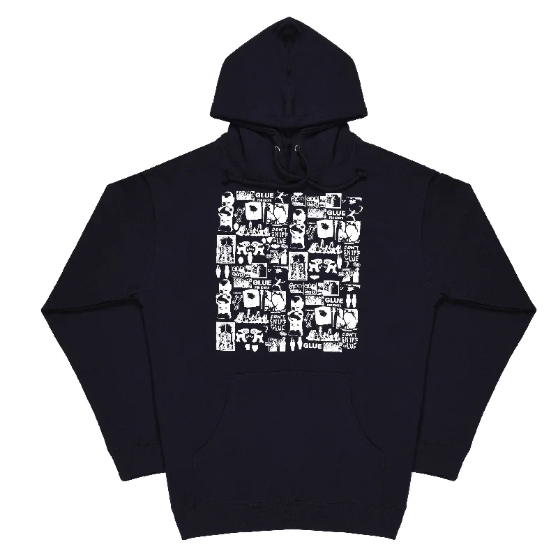 Custom Hoodies with Embroidery-GLUE SKATEBOARDS PINNED HOODIE NAVY