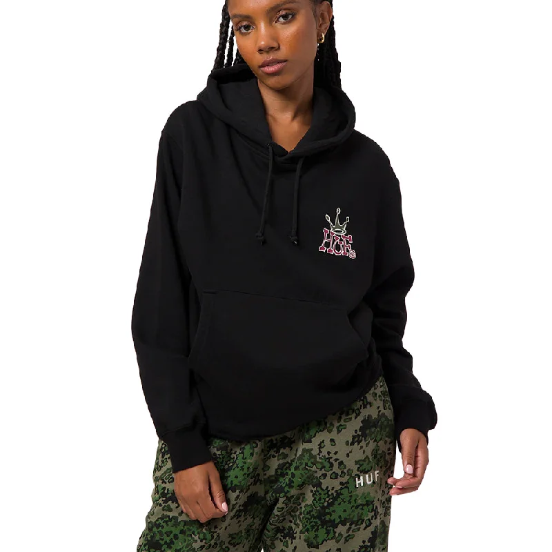 Custom Pullover Hoodies-HUF CROWN P/O HOODIE // BLACK