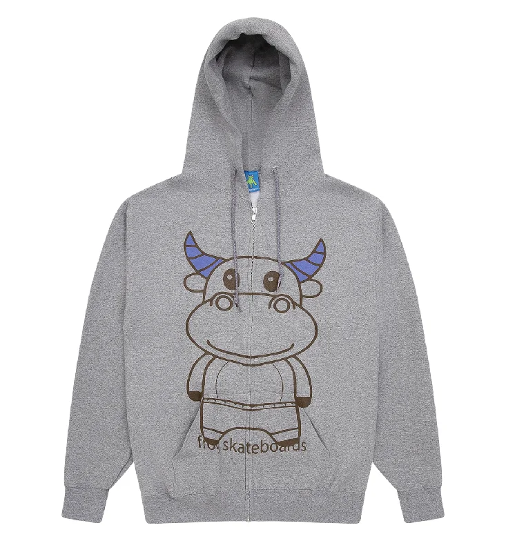 Custom Hoodies with Custom Prints-FROG SKATEBOARDS TOTALLY AWESOME ZIP HOODIE ASH GREY