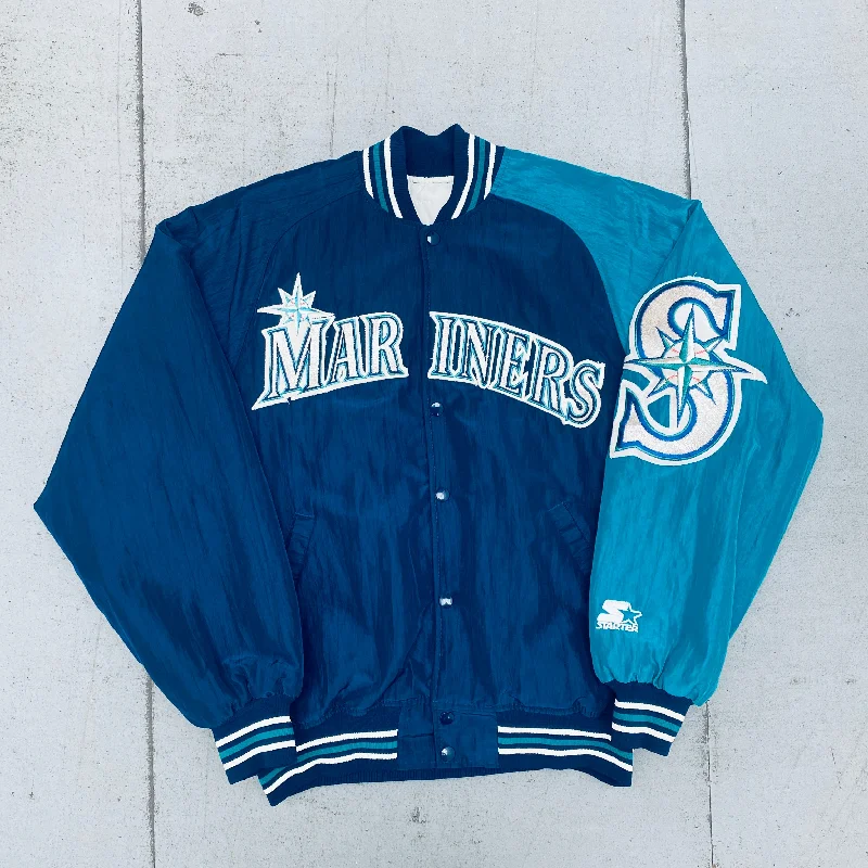 Custom Utility Jackets-Seattle Mariners: 1990's Diamond Collection Coach's Dugout Starter Bomber Jacket (M)