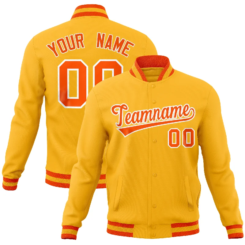 Custom Adventure Jackets-Custom Gold Classic Style Varsity Full-Snap Letterman Baseball Jersey