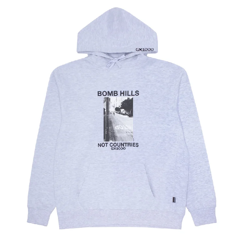 Custom Hoodies for Outdoor Activities-GX1000 Bomb Hills Not Countries Hoodie - Ash Grey