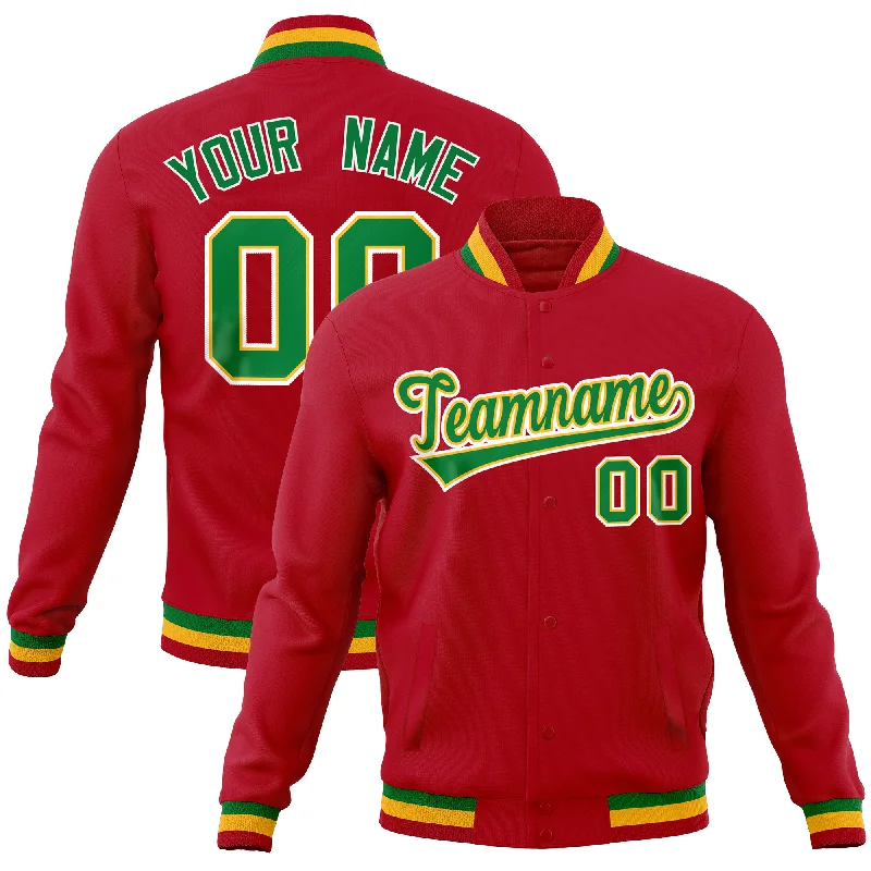 Custom Jackets for Charity Events-Custom Red Classic Style Varsity Full-Snap Letterman Baseball Jersey