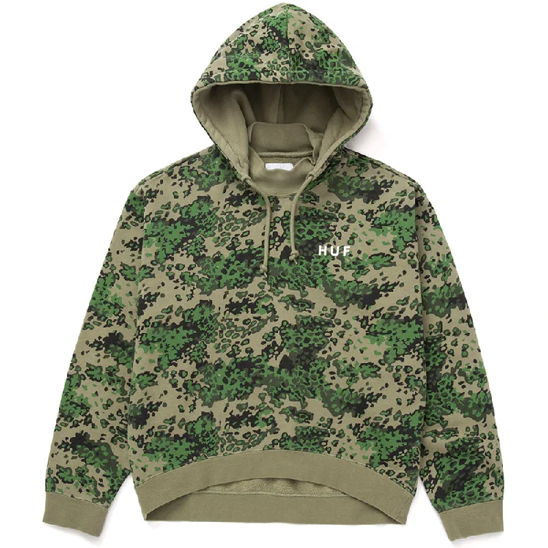 Custom Hoodie for Sports-HUF CONTRA MOCKNECK P/O HOODIE // GREEN CAMO