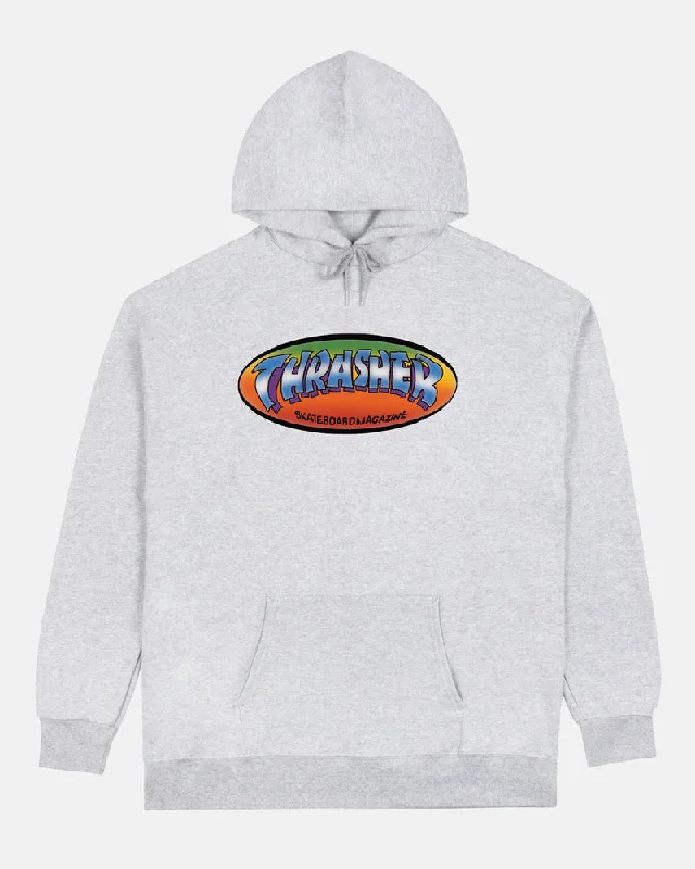 Custom Hoodies for Festivals-Thrasher Magazine Ninety-Five By Spanky Hoodie - Grey