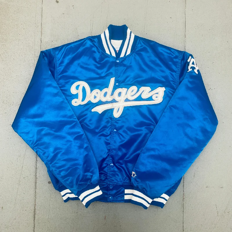 Custom Spring Jackets-Los Angeles Dodgers: 1980's Satin Diamond Collection Starter Bomber Jacket (XL)