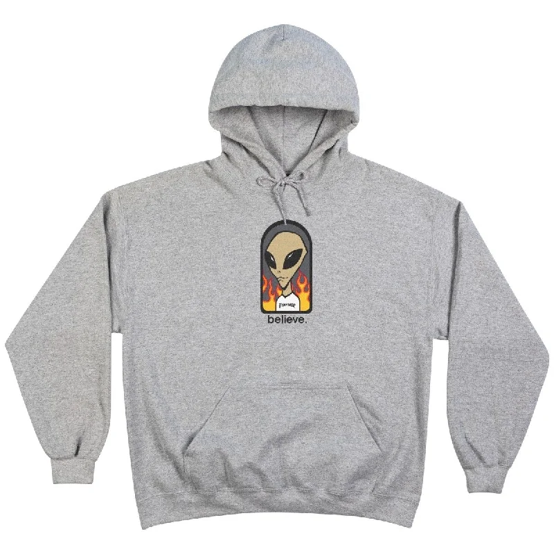 Custom Hoodies for Sports Events-Thrasher Magazine X Alien Workshop Believe Hoodie - Grey