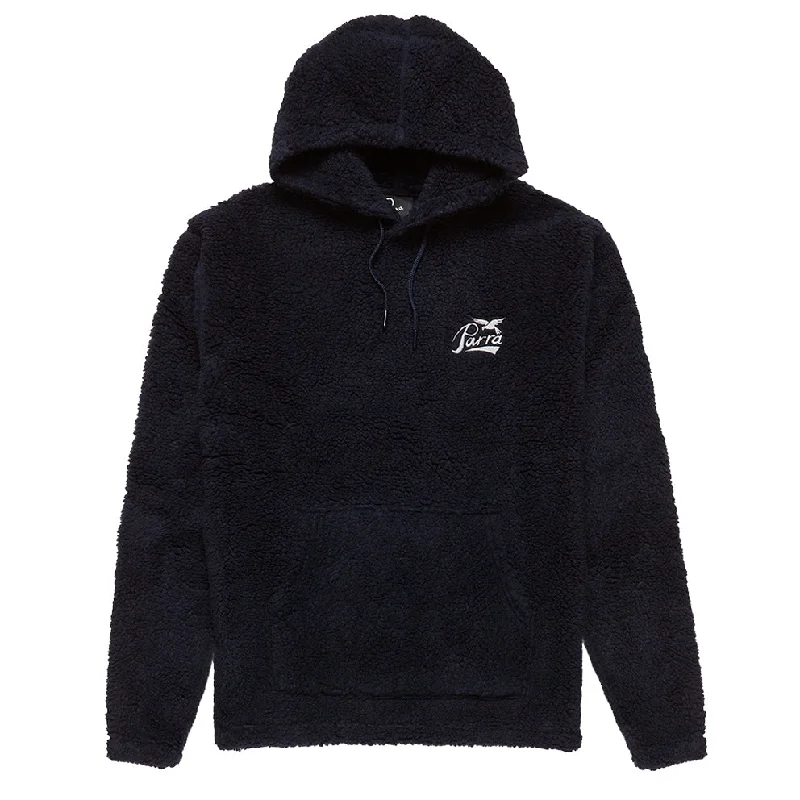 Custom Hoodies with Patches-BY PARRA PENCIL BIRD POLAR FLEECE PULLOVER // NAVY BLUE