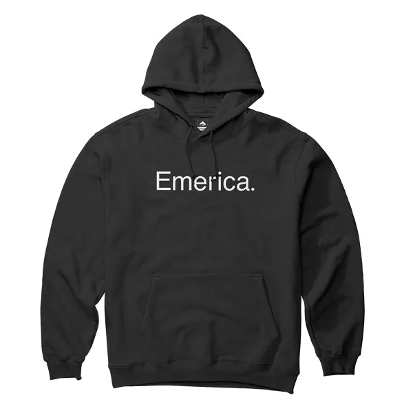 Custom Hoodies with Adjustable Hood-EMERICA PURE LOGO HOODIE - BLACK