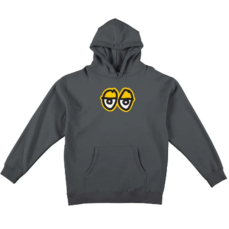 Custom Hoodies for Team Sports-KROOKED EYES HOODIE - CHARCOAL YELLOW