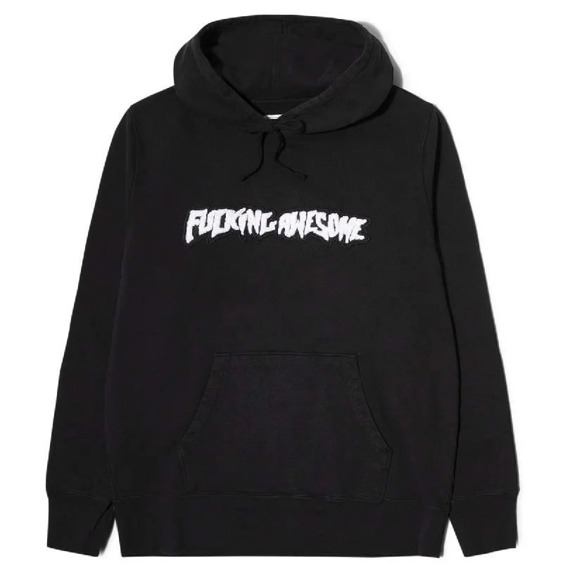 Custom Hoodies with Side Pockets-FUCKING AWESOME GARMENT DYED CHENILLE LOGO HOODIE - ANTHRACITE