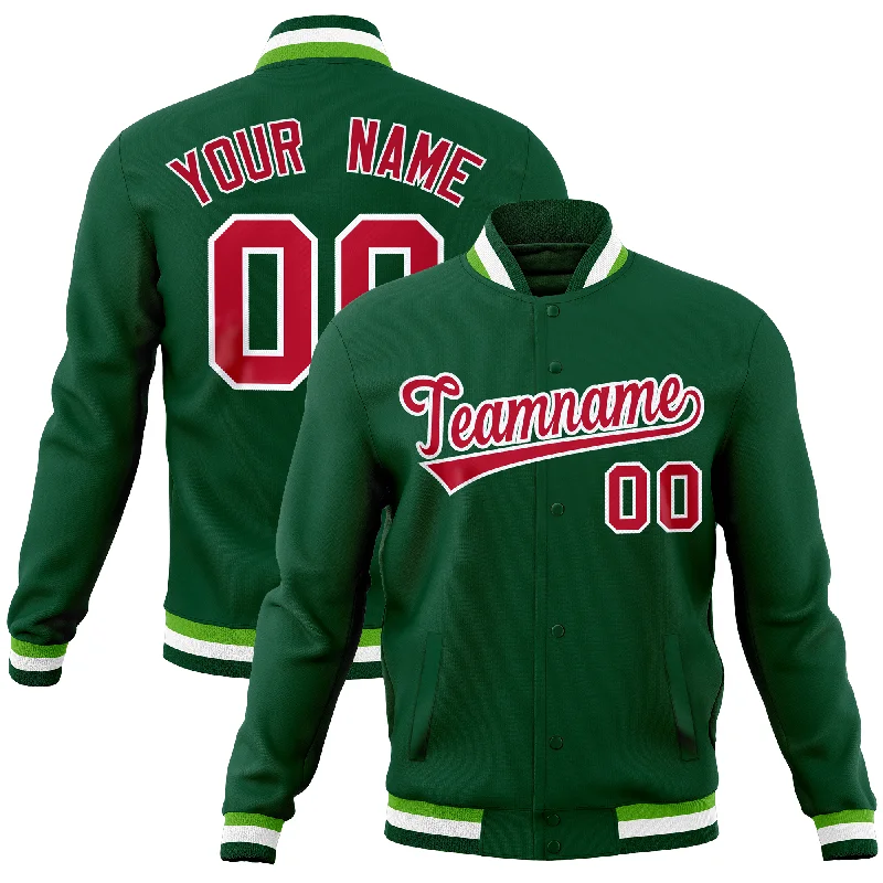 Custom Jacket for Summer Nights-Custom Green Classic Style Varsity Full-Snap Letterman Baseball Jersey