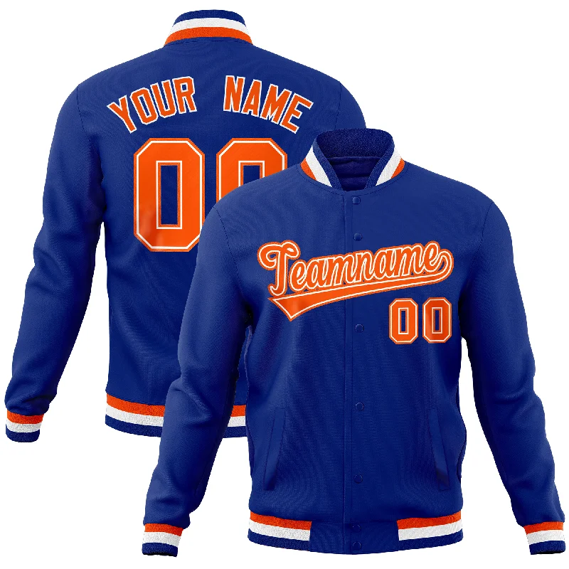 Custom Urban Jackets-Custom Royal Classic Style Varsity Full-Snap Letterman Baseball Jersey