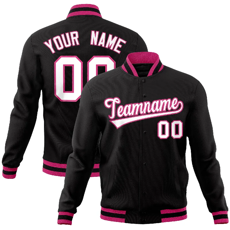 Custom Jackets for Urban Life-Custom Black Classic Style Varsity Full-Snap Letterman Baseball Jersey