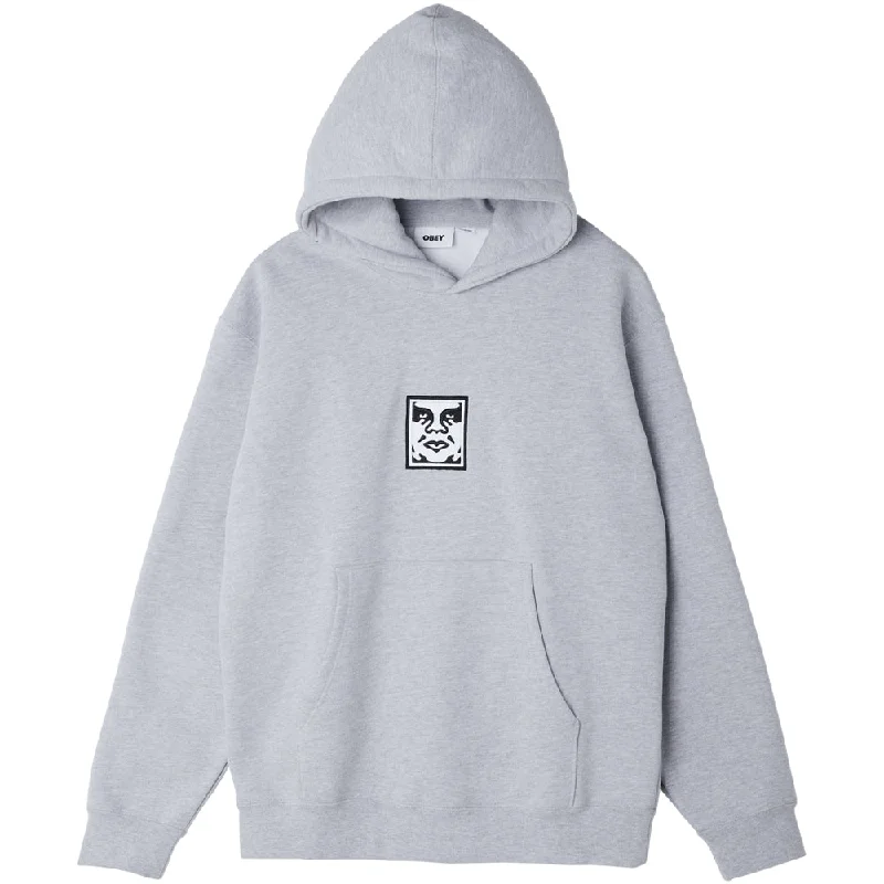 Custom Heavyweight Hoodies-OBEY ICON EXTRA HEAVY HOOD // HEATHER GREY