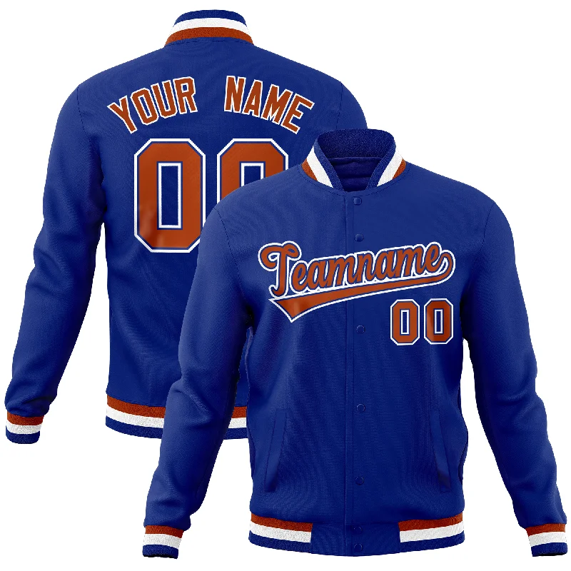 Custom Jackets for Cold Climates-Custom Royal Classic Style Varsity Full-Snap Letterman Baseball Jersey