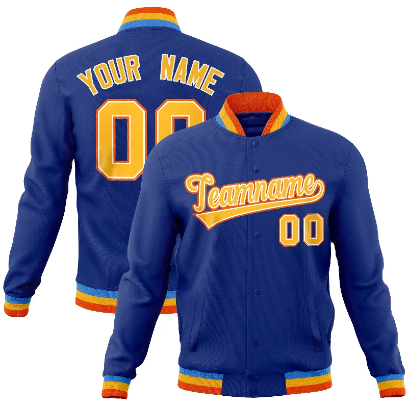 Custom Jackets for Walking-Custom Royal Classic Style Varsity Full-Snap Letterman Baseball Jersey