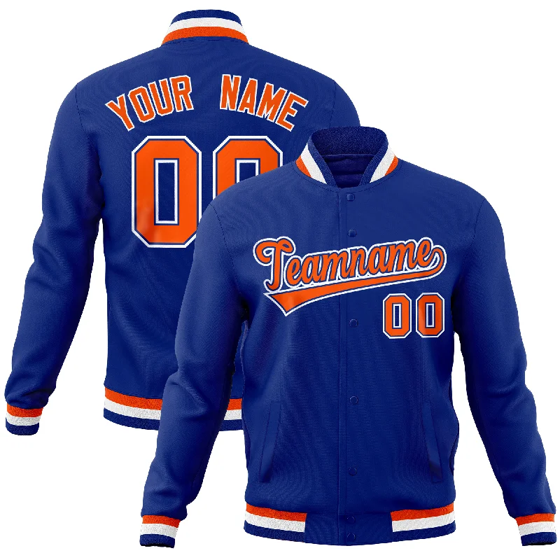 Custom Stylish Jackets-Custom Royal Classic Style Varsity Full-Snap Letterman Baseball Jersey