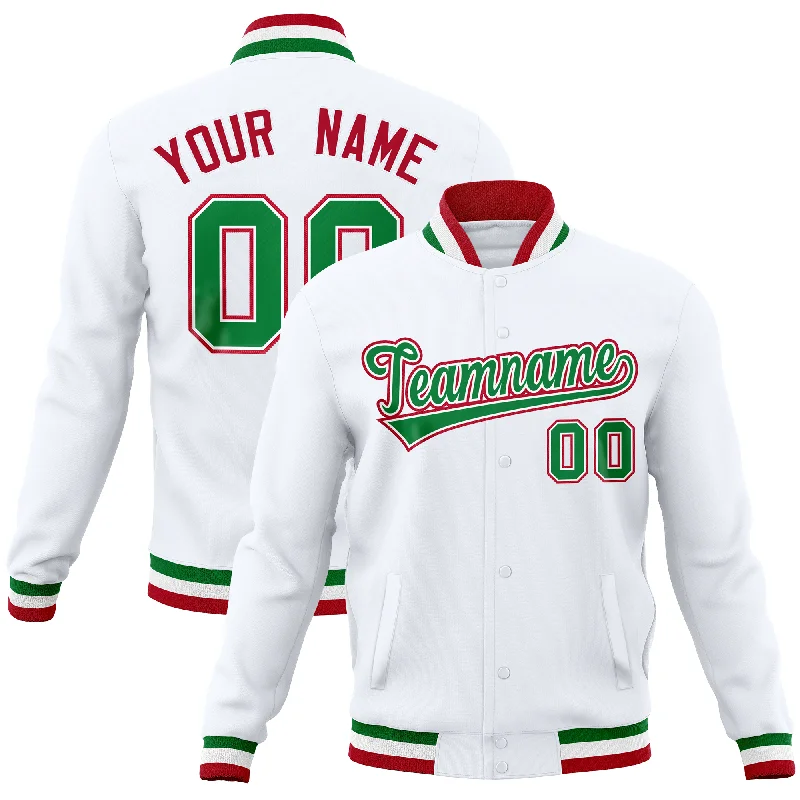 Custom Retro Jackets-Custom White Classic Style Varsity Full-Snap Letterman Baseball Jersey