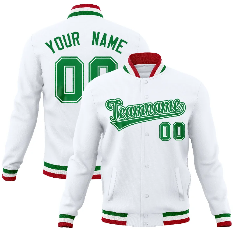 Custom Custom-Patch Jackets-Custom White Classic Style Varsity Full-Snap Letterman Baseball Jersey