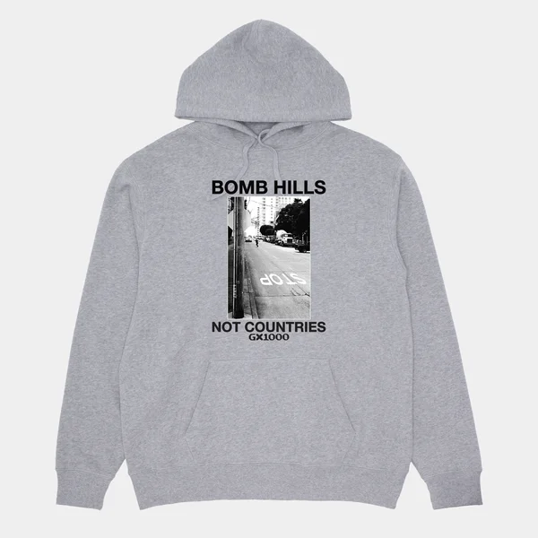 Custom Hoodies for Exercise-Gx1000 Bomb Hills Not Countries Hoodie - Grey