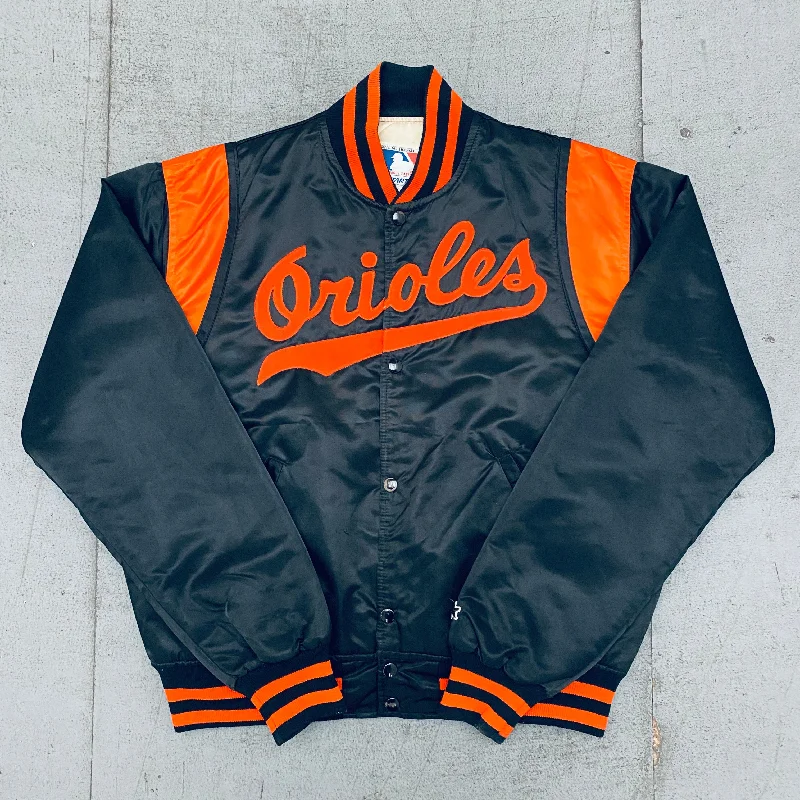 Custom Running Jackets-Baltimore Orioles: 1980's Satin Starter Bomber Jacket (L)