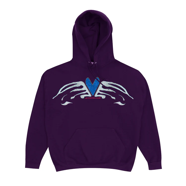 Custom Hoodies with Travel Quotes-LIMOSINE SKATEBOARDS HAERT WINGS HOODIE DARK PURPLE