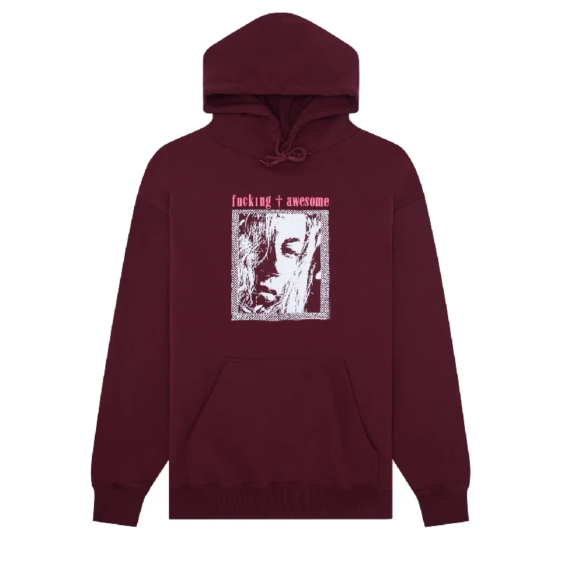 Custom Hoodies with Bold Colors-FUCKING AWESOME SAD WORLD HOODIE - MAROON