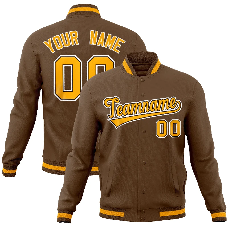 Custom Custom-Art Jackets-Custom Light Brown Classic Style Varsity Full-Snap Letterman Baseball Jersey