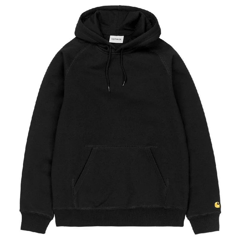 Custom Hoodies with Logos-CARHARTT WIP HOODED CHASE SWEATSHIRT // BLACK/GOLD