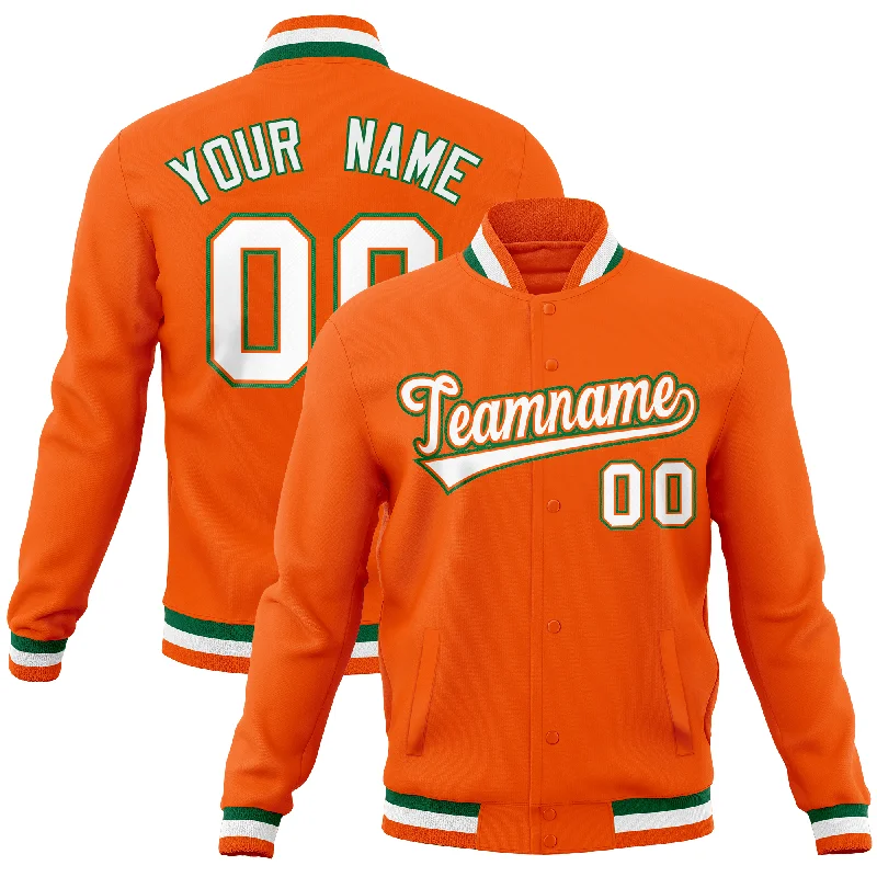 Custom Custom-Text Jackets-Custom Orange Classic Style Varsity Full-Snap Letterman Baseball Jersey